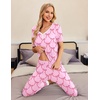 image:imageEkouaer Pajamas for Women Set 2 Piece Lounge Set Short Sleeve Pjs Joggers Long Pants Sleepwear with PocketsPinkbow