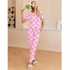 image:imageEkouaer Pajamas for Women Set 2 Piece Lounge Set Short Sleeve Pjs Joggers Long Pants Sleepwear with PocketsPinkbow