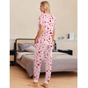 image:imageEkouaer Pajamas for Women Set 2 Piece Lounge Set Short Sleeve Pjs Joggers Long Pants Sleepwear with PocketsPinklove