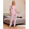image:imageEkouaer Pajamas for Women Set 2 Piece Lounge Set Short Sleeve Pjs Joggers Long Pants Sleepwear with PocketsPinklove