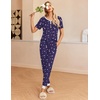 image:imageEkouaer Pajamas for Women Set 2 Piece Lounge Set Short Sleeve Pjs Joggers Long Pants Sleepwear with PocketsPurplestar