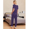 image:imageEkouaer Pajamas for Women Set 2 Piece Lounge Set Short Sleeve Pjs Joggers Long Pants Sleepwear with PocketsPurplestar
