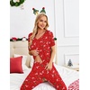 image:imageEkouaer Pajamas for Women Set 2 Piece Lounge Set Short Sleeve Pjs Joggers Long Pants Sleepwear with PocketsRed Deer Christmas
