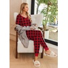image:imageEkouaer Pajamas for Women Set 2 Piece Lounge Set Short Sleeve Pjs Joggers Long Pants Sleepwear with PocketsRed Plaid