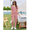 image:imageEkouaer Pajamas for Women Set 2 Piece Lounge Set Short Sleeve Pjs Joggers Long Pants Sleepwear with PocketsRed Stripe