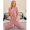 image:imageEkouaer Pajamas for Women Set 2 Piece Lounge Set Short Sleeve Pjs Joggers Long Pants Sleepwear with PocketsRed Stripe