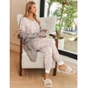 image:imageEkouaer Pajamas for Women Set 2 Piece Lounge Set Short Sleeve Pjs Joggers Long Pants Sleepwear with PocketsWhite Apricot Cashew