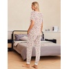 image:imageEkouaer Pajamas for Women Set 2 Piece Lounge Set Short Sleeve Pjs Joggers Long Pants Sleepwear with PocketsWhite Apricot Cashew