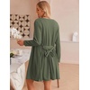 image:imageEkouaer Pajamas for Women Set 3 Piece Lounge Set Soft Pajama Sets Waffle Knit Tank Top and Shorts Cardigan with Pockets SXXLArmy Green