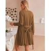 image:imageEkouaer Pajamas for Women Set 3 Piece Lounge Set Soft Pajama Sets Waffle Knit Tank Top and Shorts Cardigan with Pockets SXXLBrown