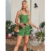 image:imageEkouaer Pajamas for Women Set 3 Piece Lounge Set Soft Pajama Sets Waffle Knit Tank Top and Shorts Cardigan with Pockets SXXLGreen Christmas Pattern