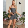 image:imageEkouaer Pajamas for Women Set 3 Piece Lounge Set Soft Pajama Sets Waffle Knit Tank Top and Shorts Cardigan with Pockets SXXLGrey