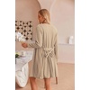 image:imageEkouaer Pajamas for Women Set 3 Piece Lounge Set Soft Pajama Sets Waffle Knit Tank Top and Shorts Cardigan with Pockets SXXLKhaki