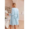 image:imageEkouaer Pajamas for Women Set 3 Piece Lounge Set Soft Pajama Sets Waffle Knit Tank Top and Shorts Cardigan with Pockets SXXLLight Blue