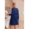 image:imageEkouaer Pajamas for Women Set 3 Piece Lounge Set Soft Pajama Sets Waffle Knit Tank Top and Shorts Cardigan with Pockets SXXLNavy Blue