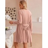 image:imageEkouaer Pajamas for Women Set 3 Piece Lounge Set Soft Pajama Sets Waffle Knit Tank Top and Shorts Cardigan with Pockets SXXLPink