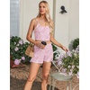 image:imageEkouaer Pajamas for Women Set 3 Piece Lounge Set Soft Pajama Sets Waffle Knit Tank Top and Shorts Cardigan with Pockets SXXLPink Tie Dye