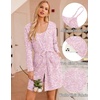 image:imageEkouaer Pajamas for Women Set 3 Piece Lounge Set Soft Pajama Sets Waffle Knit Tank Top and Shorts Cardigan with Pockets SXXLPink Tie Dye