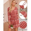 image:imageEkouaer Pajamas for Women Set 3 Piece Lounge Set Soft Pajama Sets Waffle Knit Tank Top and Shorts Cardigan with Pockets SXXLRed Christmas Pattern