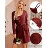 image:imageEkouaer Pajamas for Women Set 3 Piece Lounge Set Soft Pajama Sets Waffle Knit Tank Top and Shorts Cardigan with Pockets SXXLWine Red
