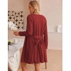 image:imageEkouaer Pajamas for Women Set 3 Piece Lounge Set Soft Pajama Sets Waffle Knit Tank Top and Shorts Cardigan with Pockets SXXLWine Red