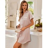 image:imageEkouaer Satin Nightgowns for Women Button Down Nightshirts Silk Sleepshirts Short Sleeve Boyfriend Sleepwear SXXXLChampagne