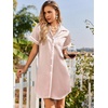 image:imageEkouaer Satin Nightgowns for Women Button Down Nightshirts Silk Sleepshirts Short Sleeve Boyfriend Sleepwear SXXXLChampagne Stripe