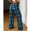image:imageEkouaer Women Pajama Pants Comfy Pj Bottom with Pockets Stretch Plaid SleepwearBlack and Peacock Blue Plaid