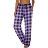 image:imageEkouaer Women Pajama Pants Comfy Pj Bottom with Pockets Stretch Plaid SleepwearBlack and Purple Plaid