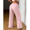 image:imageEkouaer Women Pajama Pants Comfy Pj Bottom with Pockets Stretch Plaid SleepwearPink Bowknots
