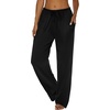 image:imageEkouaer Women Pajama Pants Comfy Pj Bottom with Pockets Stretch Plaid SleepwearPure Black