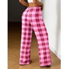 image:imageEkouaer Women Pajama Pants Comfy Pj Bottom with Pockets Stretch Plaid SleepwearRose Red and Black Plaid