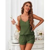 image:imageEkouaer Womens Pajama Sets Sleeveless Pj Set 2 Piece V Neck Adjustable Cami Tops Drawstring Shorts Lingerie SleepwearArmy Green