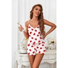 image:imageEkouaer Womens Pajama Sets Sleeveless Pj Set 2 Piece V Neck Adjustable Cami Tops Drawstring Shorts Lingerie SleepwearAwhite Hearts