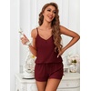 image:imageEkouaer Womens Pajama Sets Sleeveless Pj Set 2 Piece V Neck Adjustable Cami Tops Drawstring Shorts Lingerie SleepwearDark Red