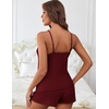 image:imageEkouaer Womens Pajama Sets Sleeveless Pj Set 2 Piece V Neck Adjustable Cami Tops Drawstring Shorts Lingerie SleepwearDark Red
