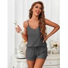image:imageEkouaer Womens Pajama Sets Sleeveless Pj Set 2 Piece V Neck Adjustable Cami Tops Drawstring Shorts Lingerie SleepwearGrey