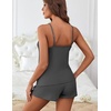 image:imageEkouaer Womens Pajama Sets Sleeveless Pj Set 2 Piece V Neck Adjustable Cami Tops Drawstring Shorts Lingerie SleepwearGrey