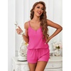 image:imageEkouaer Womens Pajama Sets Sleeveless Pj Set 2 Piece V Neck Adjustable Cami Tops Drawstring Shorts Lingerie SleepwearHot Pink