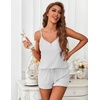 image:imageEkouaer Womens Pajama Sets Sleeveless Pj Set 2 Piece V Neck Adjustable Cami Tops Drawstring Shorts Lingerie SleepwearLight Gray