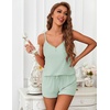 image:imageEkouaer Womens Pajama Sets Sleeveless Pj Set 2 Piece V Neck Adjustable Cami Tops Drawstring Shorts Lingerie SleepwearLight Green