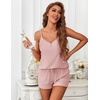 image:imageEkouaer Womens Pajama Sets Sleeveless Pj Set 2 Piece V Neck Adjustable Cami Tops Drawstring Shorts Lingerie SleepwearPink