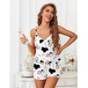 image:imageEkouaer Womens Pajama Sets Sleeveless Pj Set 2 Piece V Neck Adjustable Cami Tops Drawstring Shorts Lingerie SleepwearZlittle Cows