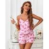 image:imageEkouaer Womens Pajama Sets Sleeveless Pj Set 2 Piece V Neck Adjustable Cami Tops Drawstring Shorts Lingerie SleepwearZpink Bows