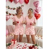 image:imageEkouaer Womens Pajamas Sets Short Sleeve Pjs Two Piece Sleepwear Casual Lounge Sets With PocketsAwhite Heart