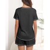 image:imageEkouaer Womens Pajamas Sets Short Sleeve Pjs Two Piece Sleepwear Casual Lounge Sets With PocketsBlack
