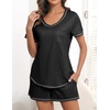image:imageEkouaer Womens Pajamas Sets Short Sleeve Pjs Two Piece Sleepwear Casual Lounge Sets With PocketsBlack
