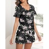 image:imageEkouaer Womens Pajamas Sets Short Sleeve Pjs Two Piece Sleepwear Casual Lounge Sets With PocketsBlack Floral