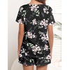 image:imageEkouaer Womens Pajamas Sets Short Sleeve Pjs Two Piece Sleepwear Casual Lounge Sets With PocketsBlack Floral