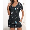 image:imageEkouaer Womens Pajamas Sets Short Sleeve Pjs Two Piece Sleepwear Casual Lounge Sets With PocketsBlack Moon